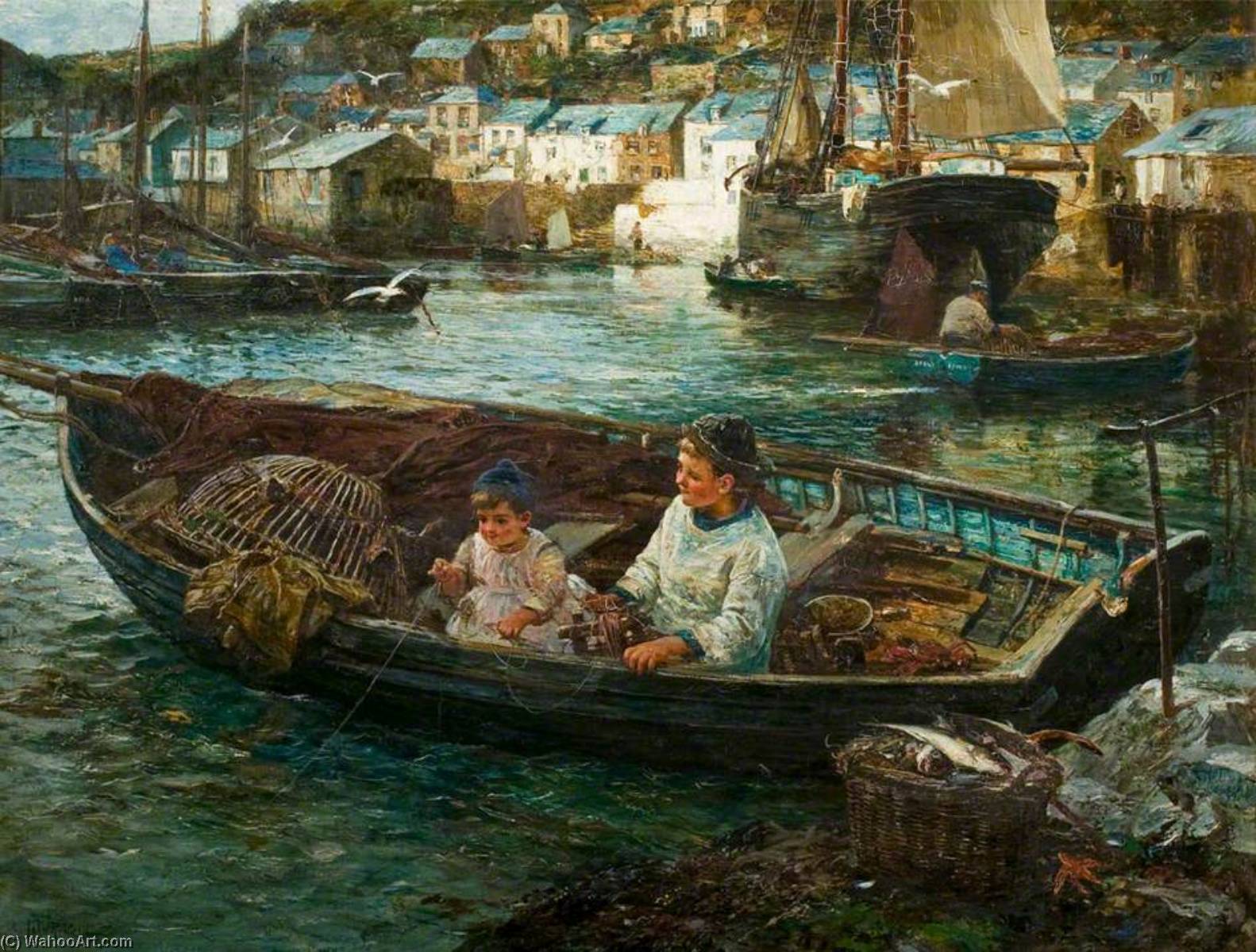 Little Cornish Fishermen, Polperro — John Robertson Reid