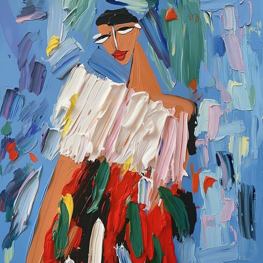 Fragmentierte Echos Einer Karmesinroten Seele In Skulpturalem Ceruleanem Impasto — Christian Noiret