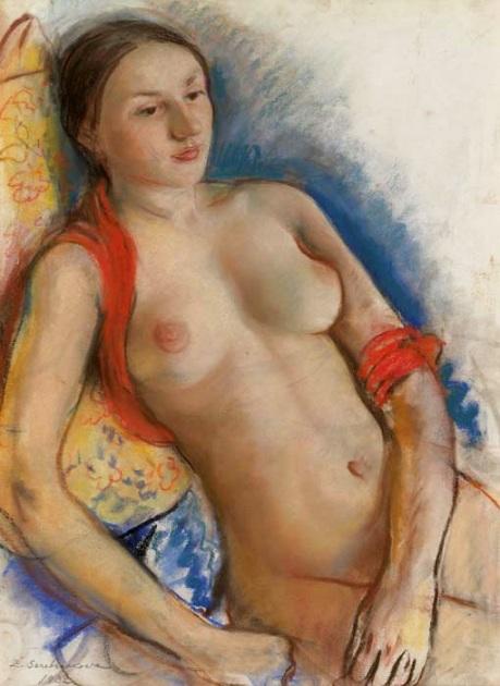Nude With Red Scarf — Zinaida Serebriakova