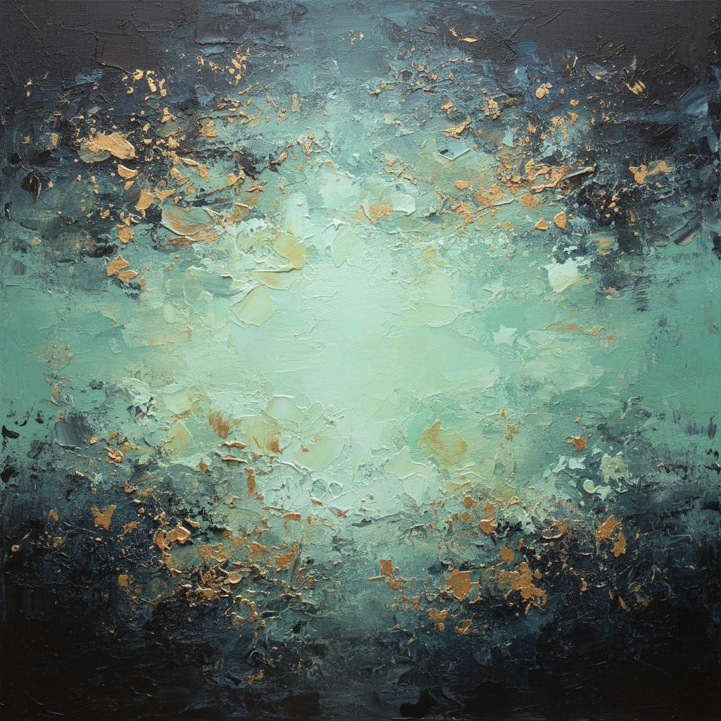 Radiant Core Of Aquamarine Light Amidst Midnight Indigo And Gilded Fragments — David Moreau