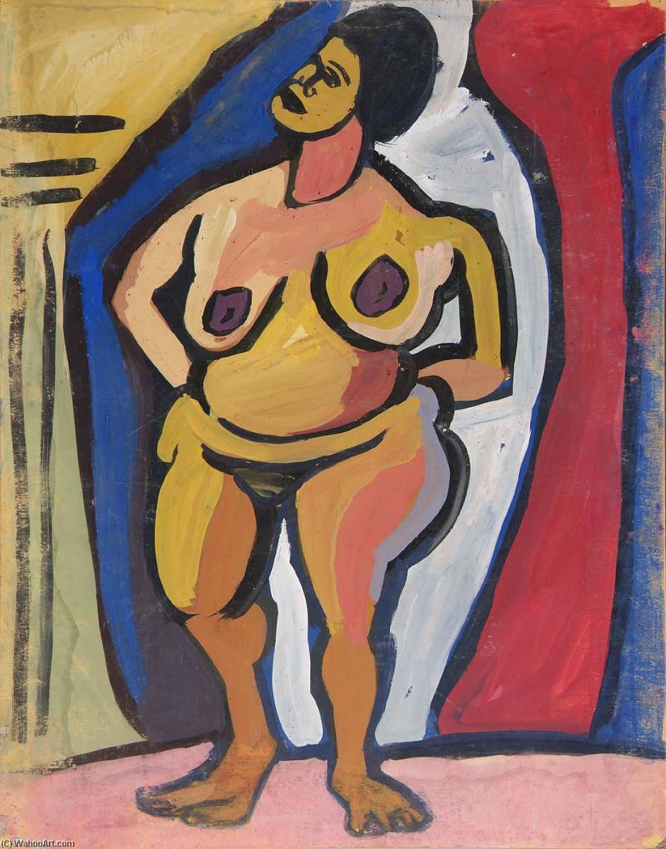 Standing Female Nude With Hands On Hips — William H. Johnson