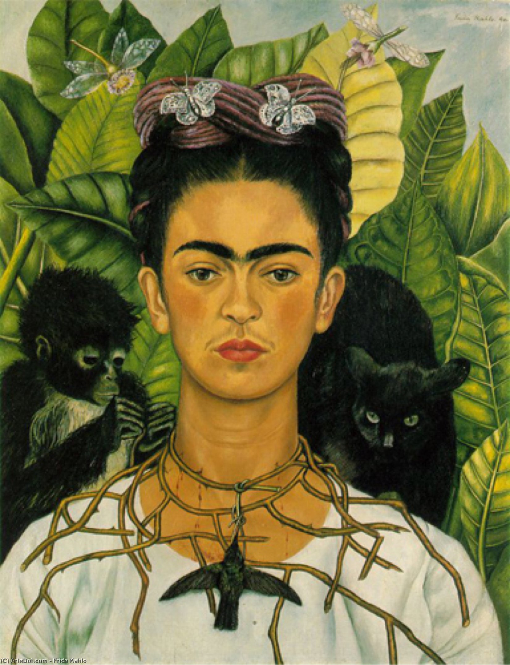 Autorretrato Con Collar De Espinas Y Colibrí — Frida Kahlo