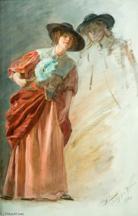 A Woman With A Fan, Head Of A Man — John Seymour Lucas