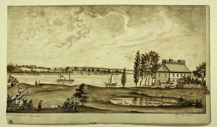 Vue D'amboy Et Du Steam-boat The Steamboat The Rariton — Anne Marguerite Hyde De Neuville