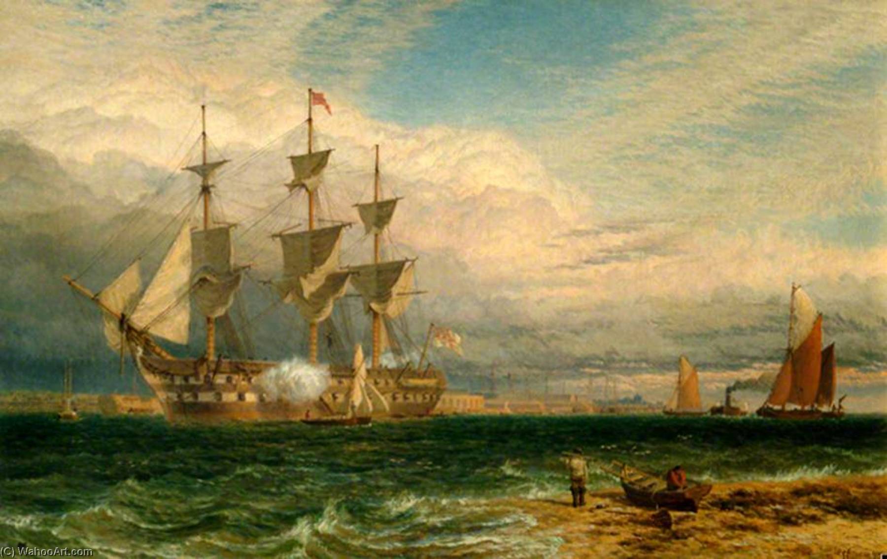 Sheerness, Guardship Saluting — Henry Thomas Dawson