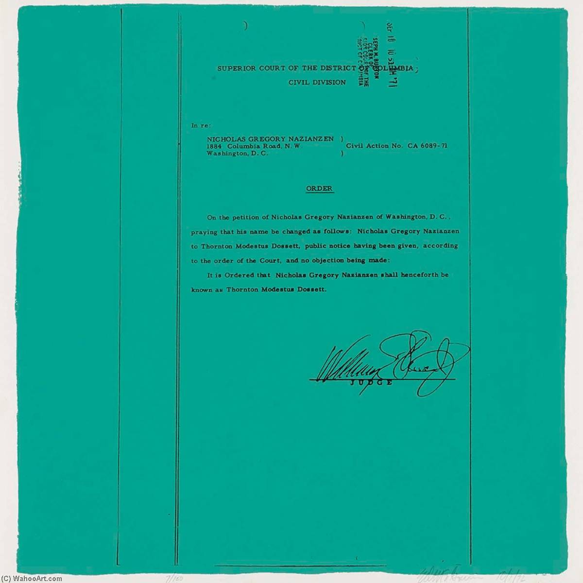 Thornton Modestus Dossett (from The Name Change Project) — Ed Mcgowin