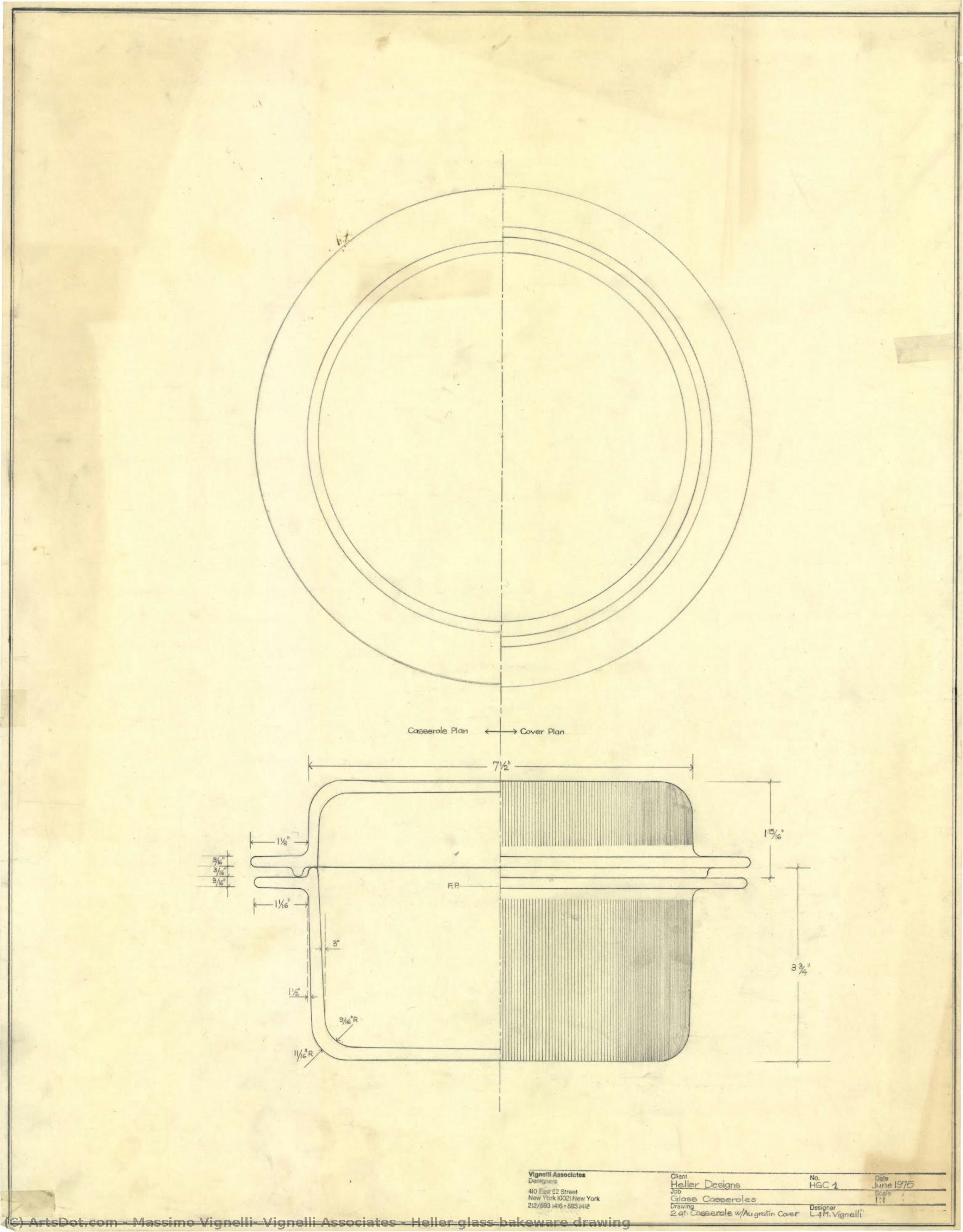 Heller Glass Bakeware Drawing — Massimo Vignelli, Vignelli Associates
