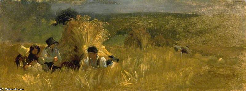 Children At Lunch By A Corn Stook — Peter De Wint