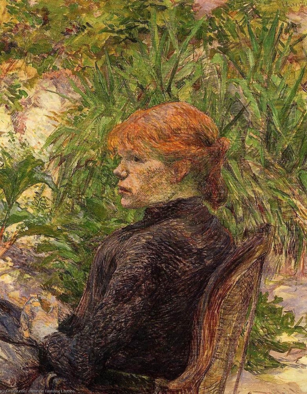 Red Haired Woman Seated In The Garden Of M. Forest — Henri De Toulouse-lautrec