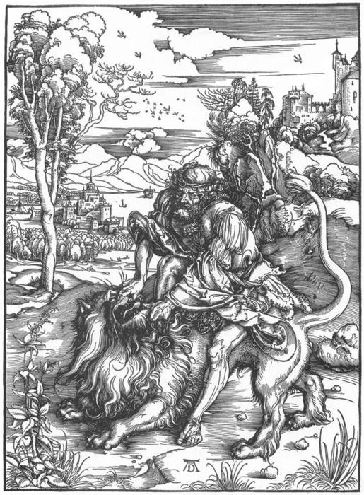 Samson Killing The Lion — Альбрехт Дюрер