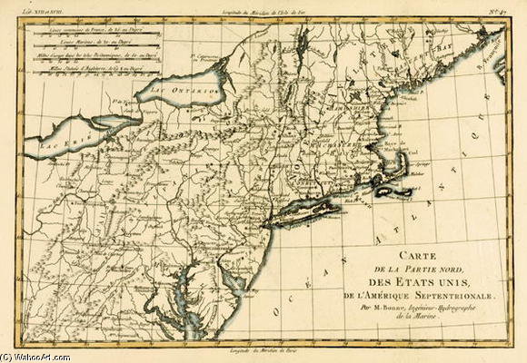 North-east Coast Of America, From 'atlas De Toutes Les Parties Connues Du Globe Terrestre' By Guilla — Rigobert Bonne (charles Marie Rigobert Bonne)