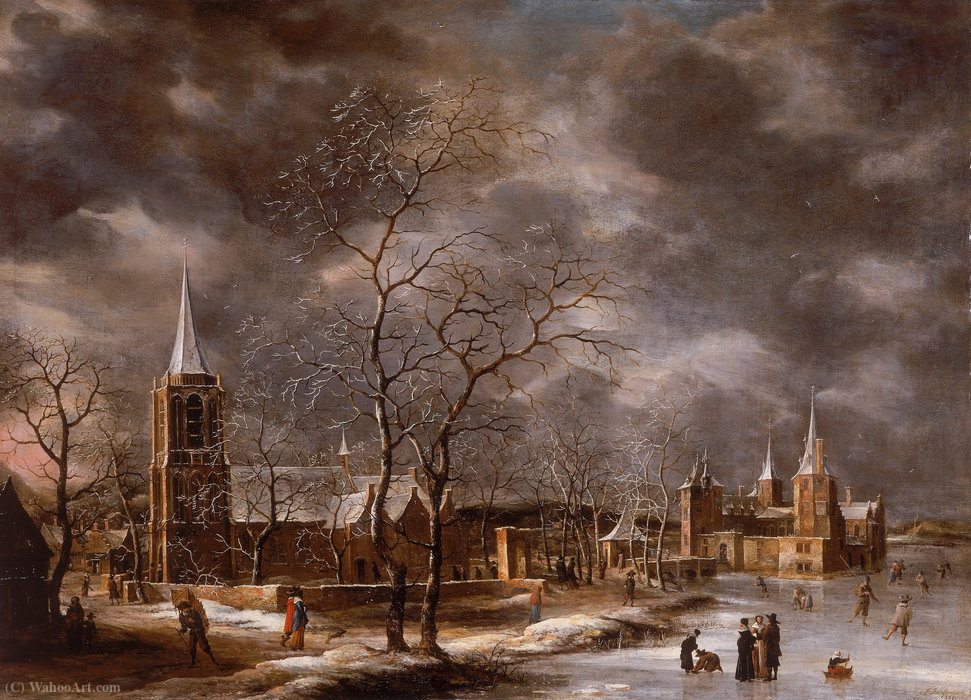 Warmond Castle In A Winter Landscape — Jan Abrahamsz Beerstraten