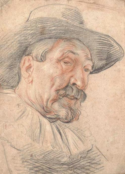 A Bearded Man, Bust-length, Wearing A Broad Brimmed Hat And A Ruff — Jacob Jordaens