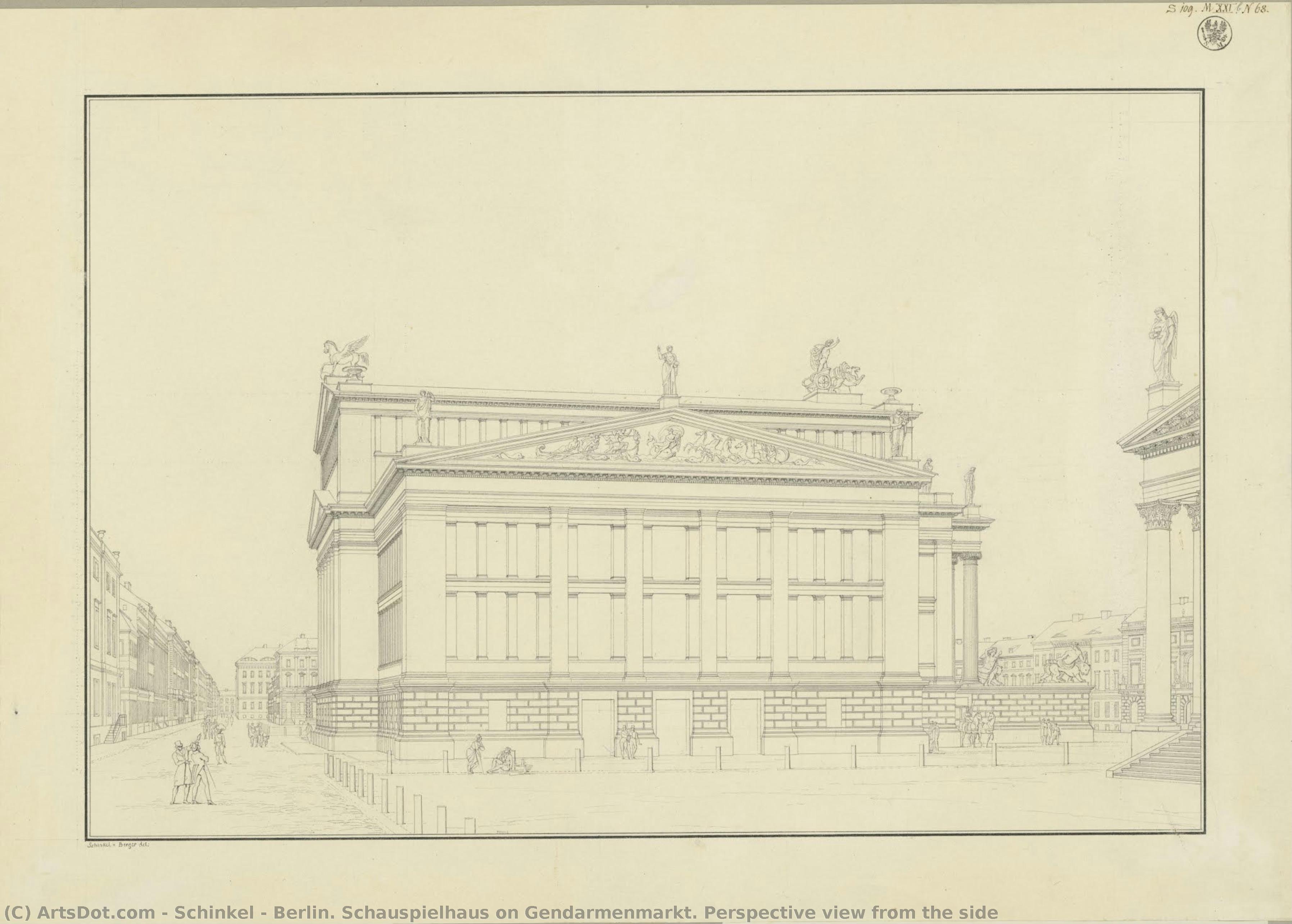 Berlin. Schauspielhaus On Gendarmenmarkt. Perspective View From The Side — Karl Fridrih Šinkel
