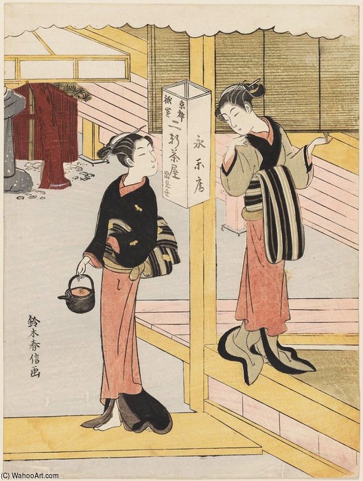 Waitresses Of The Eiraku-an Restaurant — Suzuki Harunobu