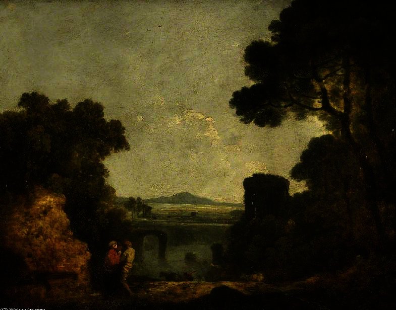 Italian River Landscape With A Broken Bridge — Richard Wilson