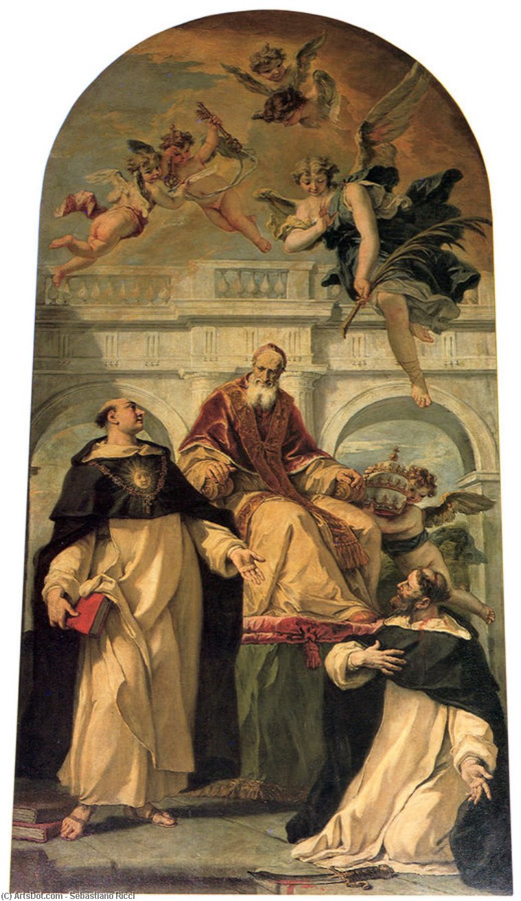 Pope Pius V With Saints Thomas Aquinas And Martyr Peter — Sebastiano Ricci