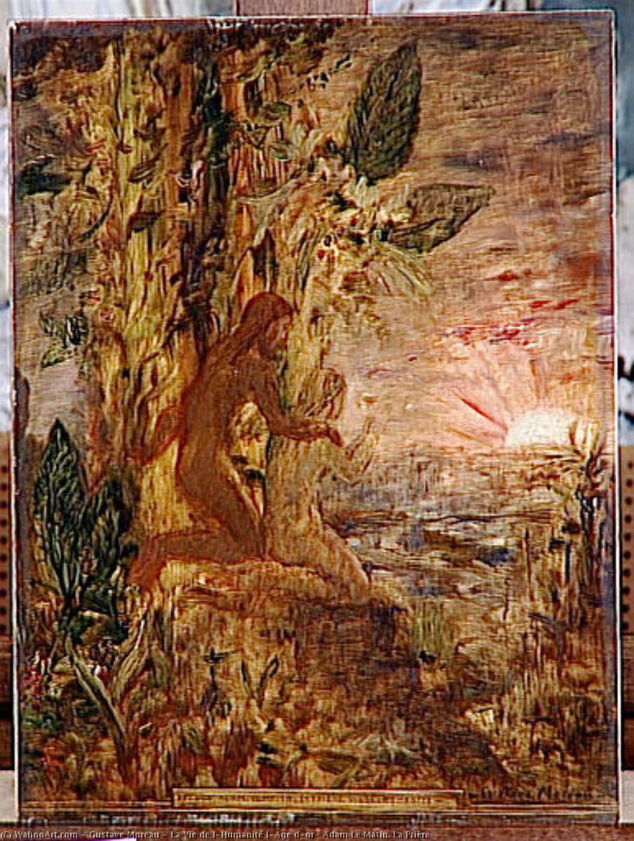La Vie De L'humanité L'age D'or, Adam Le Matin. La Prière — Gustave Moreau