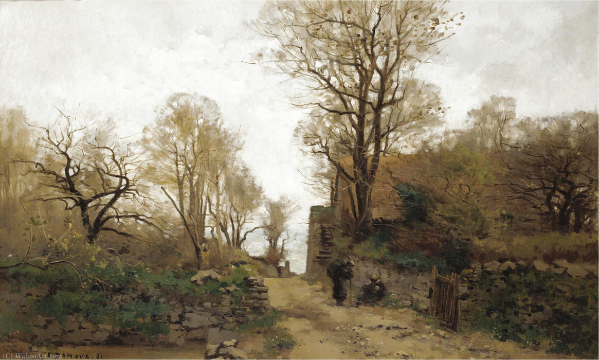 Landscape With Figures Resting On A Path And The Sea In The Distance — Pierre Emmanuel Damoye