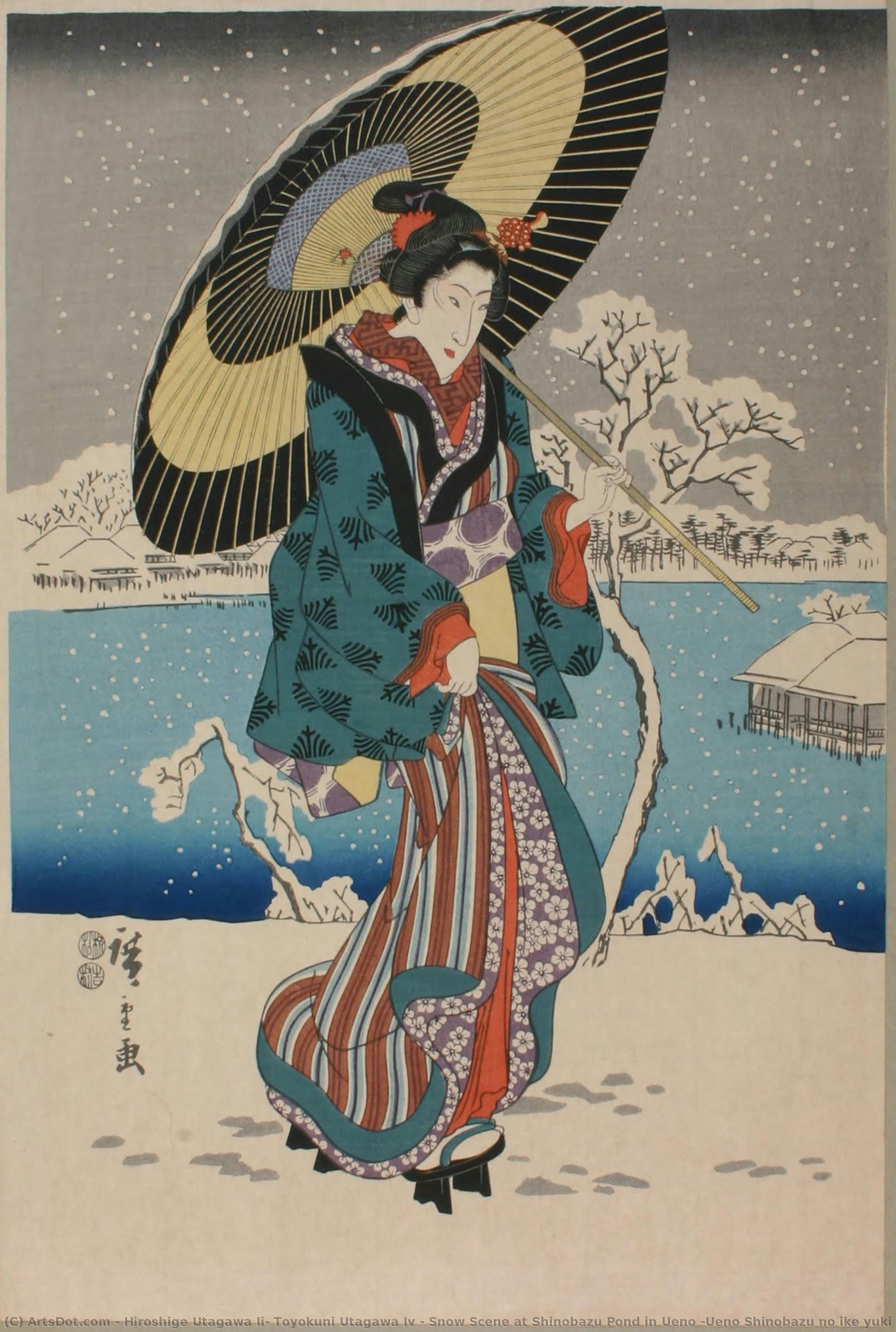 Snow Scene At Shinobazu Pond In Ueno (ueno Shinobazu No Ike Yuki No Kei) — Hiroshige Utagawa Ii, Toyokuni Utagawa Iv