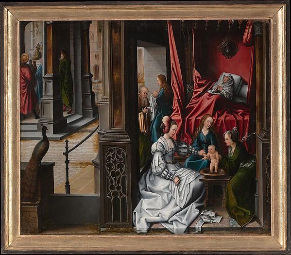 The Birth And Naming Of Saint John The Baptist (reverse) Trompe L'oeil With Painting Of The Man Of Sorrows — Bernaert Van Orley