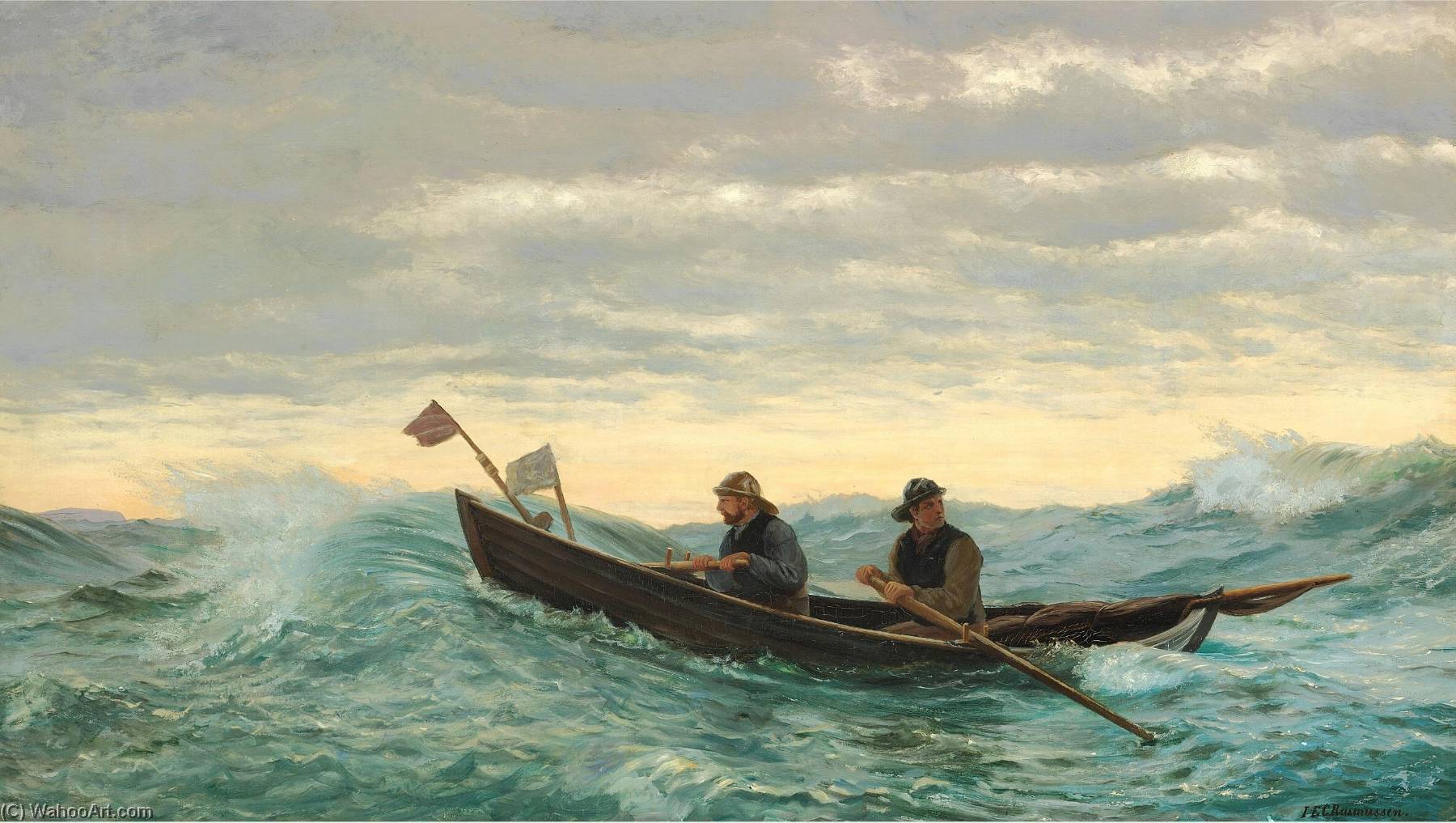 Father And Son Tending The Nets — Jens Erik Carl Rasmussen