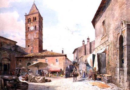 View Of The Piazza Dell'olmo, Tivoli — Ettore Roesler Franz