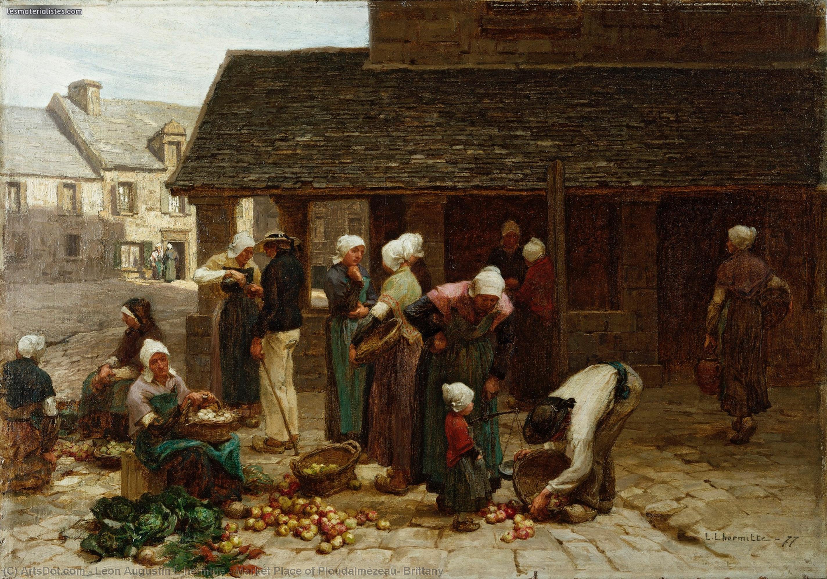 Market Place Of Ploudalmézeau, Brittany — Леон Огистен Лермит