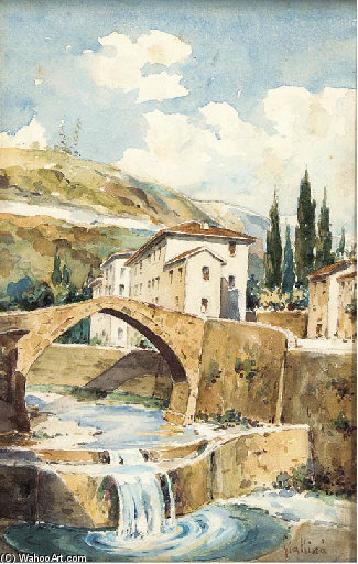 A Village By A River In A Mountainous Landscape — Angelos Giallina