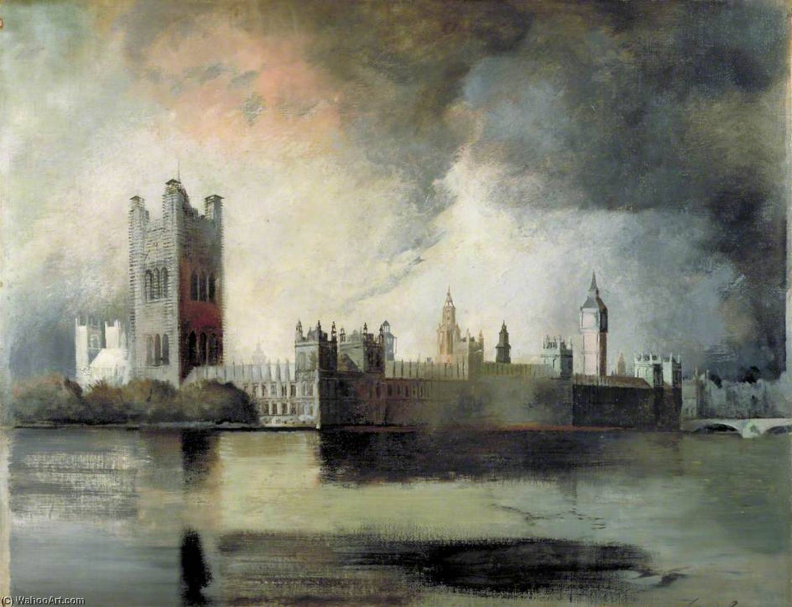 The Houses Of Parliament On Fire, May 1941 — Leonard Henry Rosoman