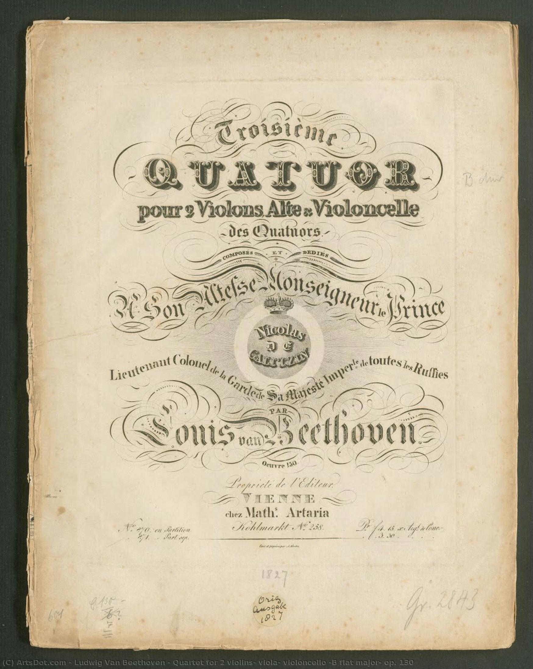 Quartett Für Zwei Bratschen, Viola, Violoncello (b-dur) Op. 130 — Ludwig Van Beethoven