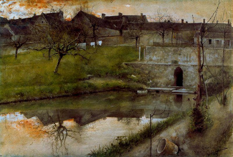 Grez-sur-loing Pond — Carl Larsson