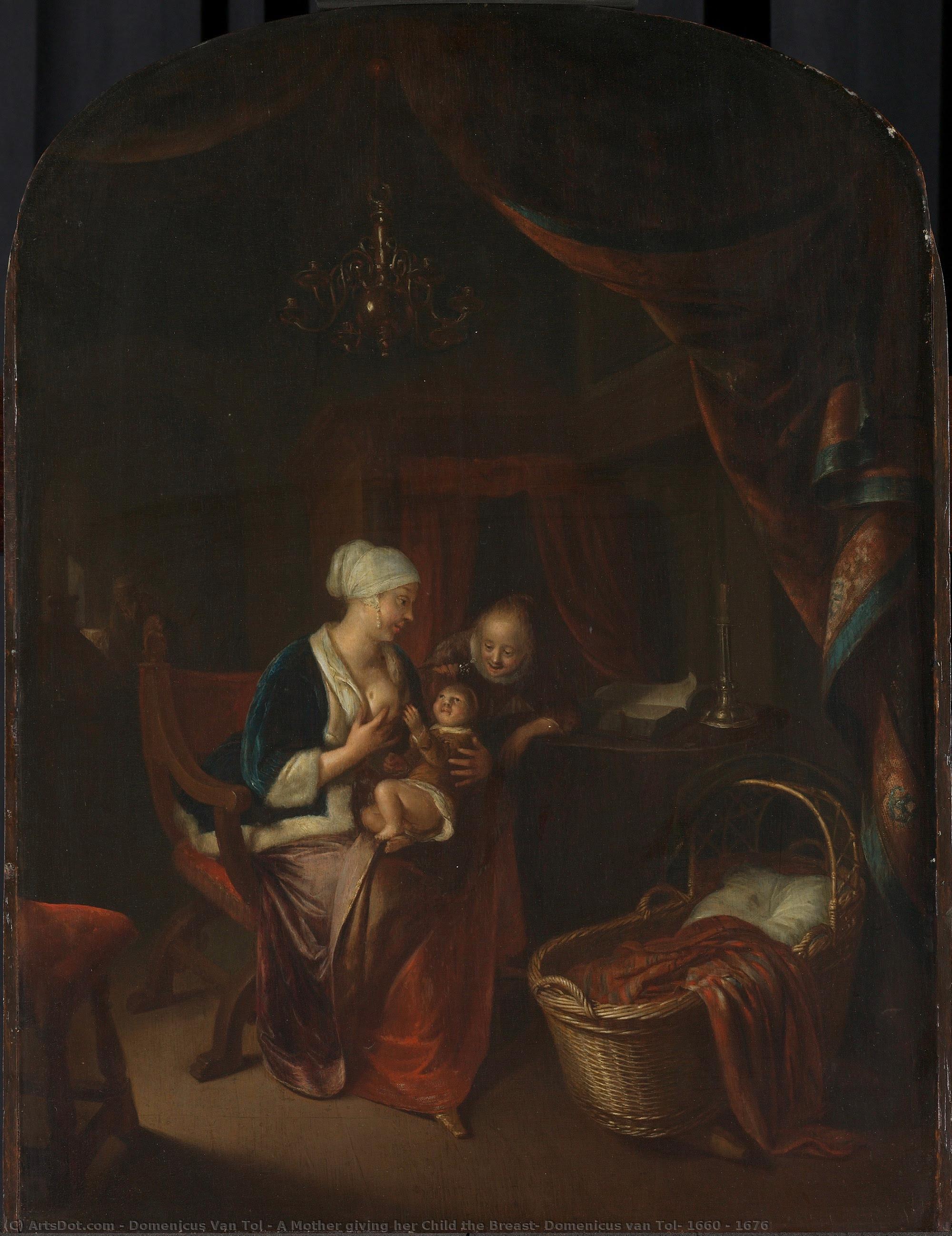 A Mother Giving Her Child The Breast, Domenicus Van Tol, 1660 - 1676 — Domenicus Van Tol