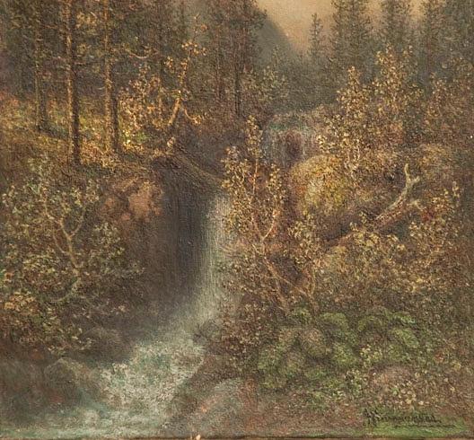 Mountain Falls, (painting) — John Olson Hammerstad