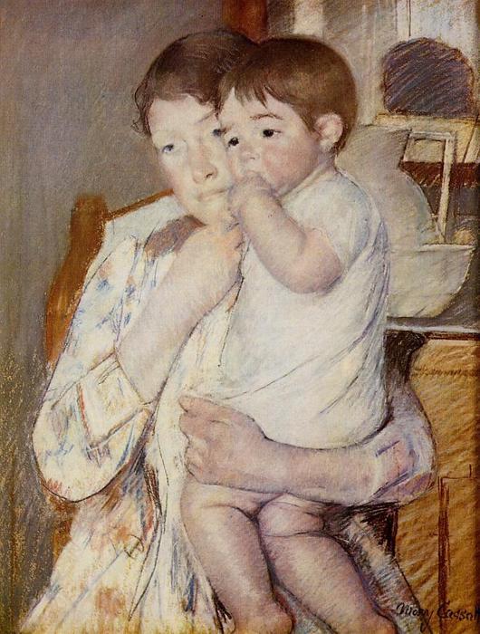 Baby In His Mother`s Arms, Sucking His Finger — Mary Stevenson Cassatt