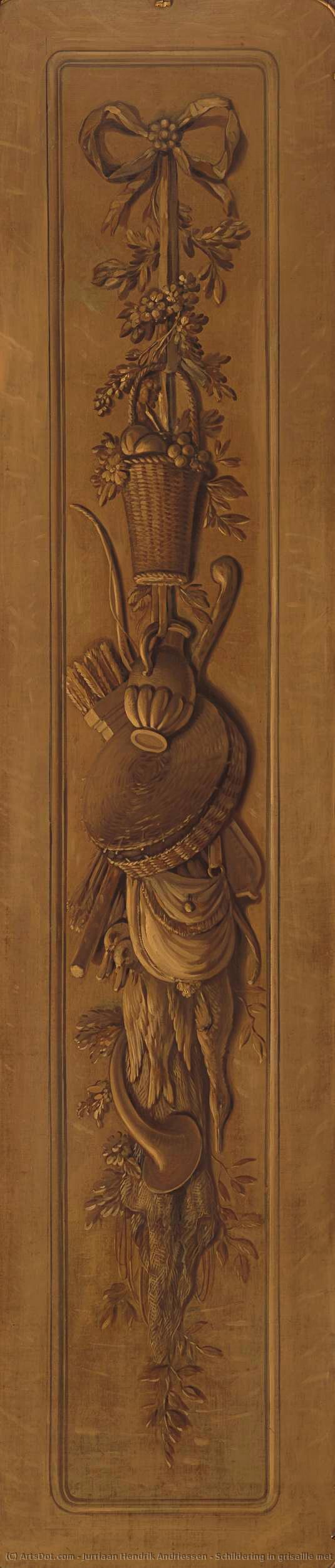 Schildering In Grisaille Met Een Aan Een Strik Opgehangen Trofee, Jurriaan Andriessen (workshop Of), 1771 — Jurriaan Hendrik Andriessen