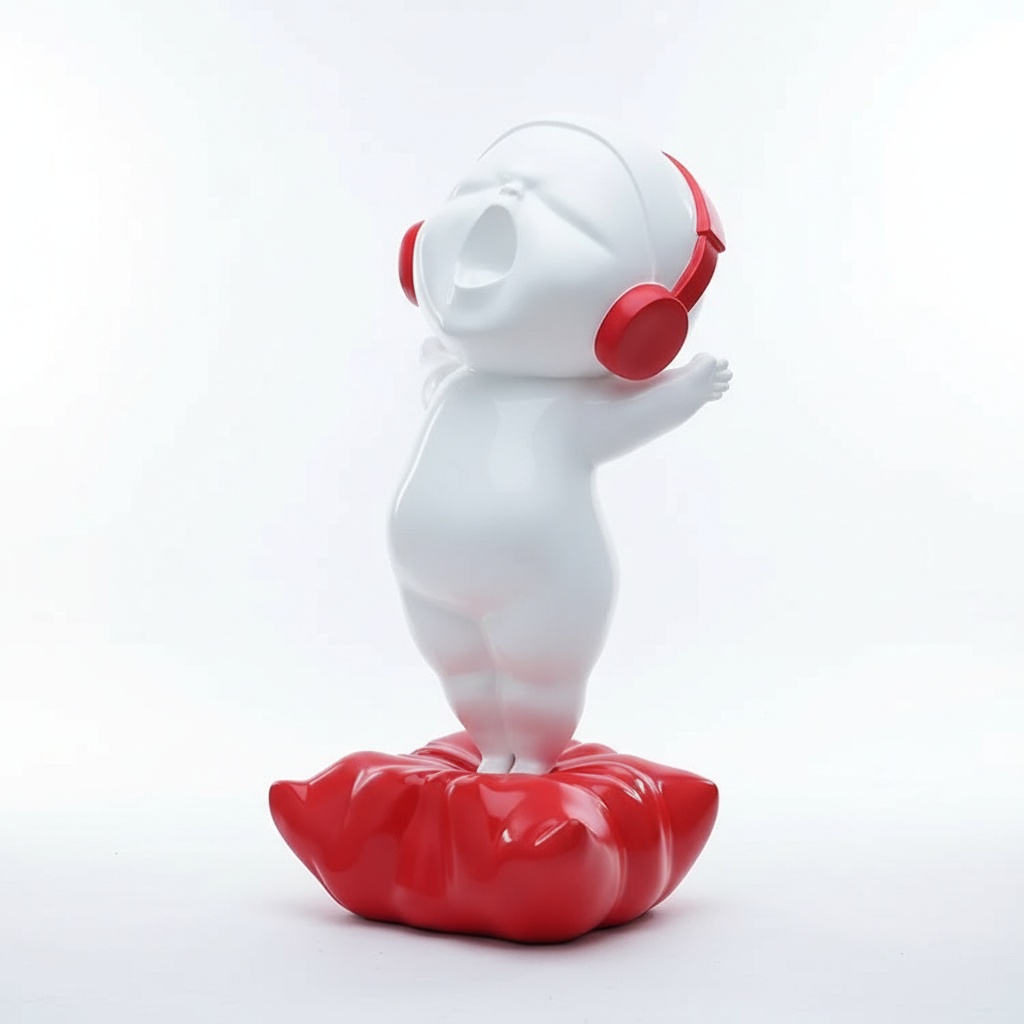 Resin Child Sculpture With Headphones - Art Deco Home Decor