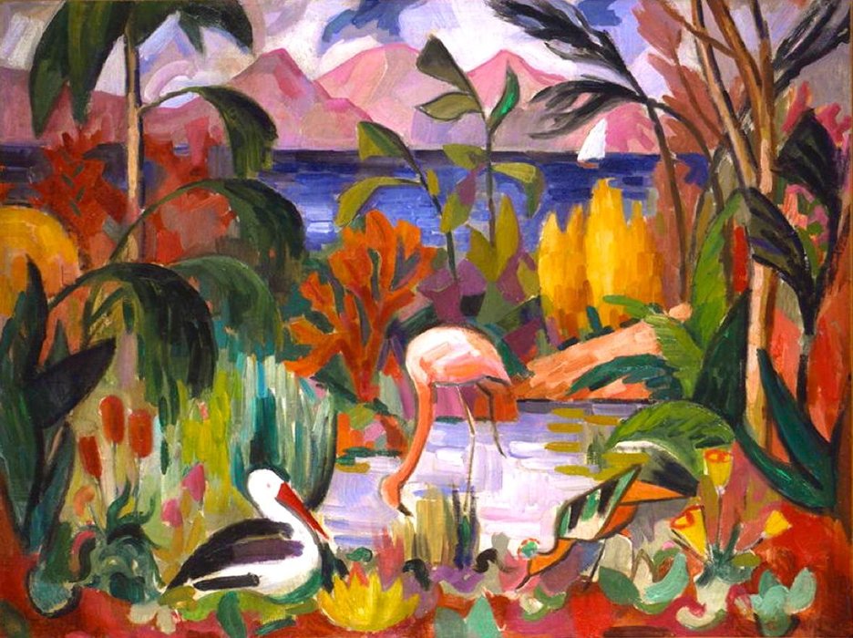 Paysage Colore Aux Oiseaux Aquatique — Jean Dominique Antony Metzinger