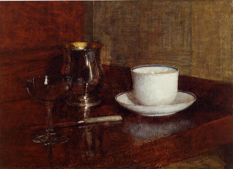 Still Life. Glass, Silver Goblet And Cup Of Champagne — Henri Fantin-latour
