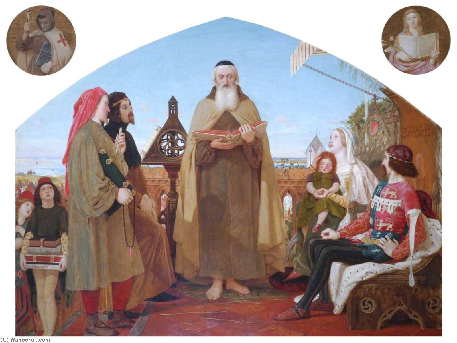 The First Translation Of The Bible Into English (wycliffe Reading His Translation Of The New Testament To His Protector, John Of Gaunt, Duke Of Lancaster, In The Presence Of Chaucer And Gower, His Retainers) (sketch) — Ford Madox Brown