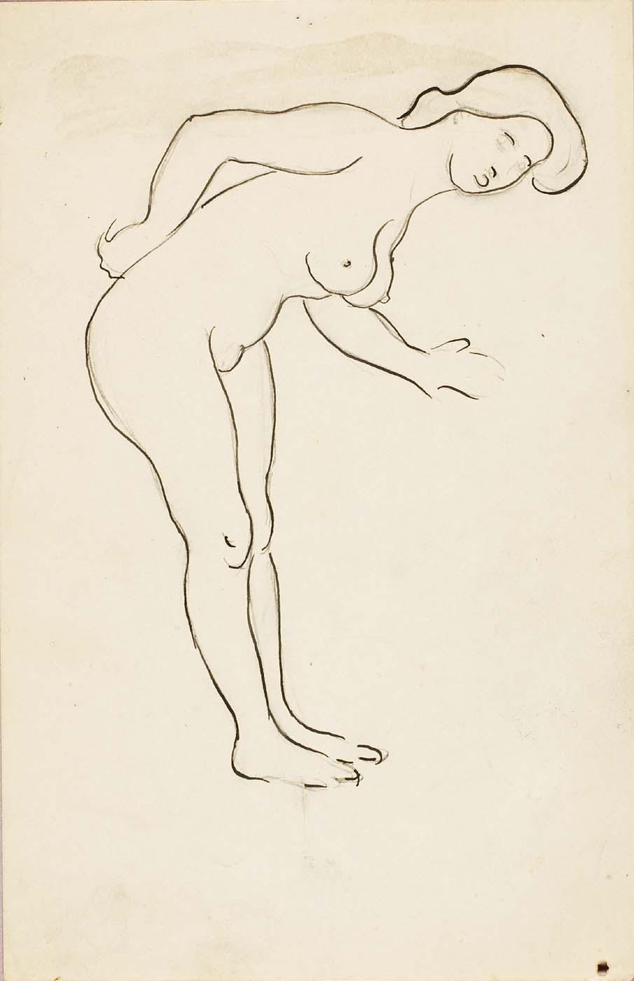 Female Nude Leaning Over — Carl Newman
