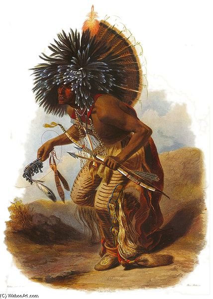 Moennitarri Warrior In The Costume Of The Dog Danse — Karl Bodmer