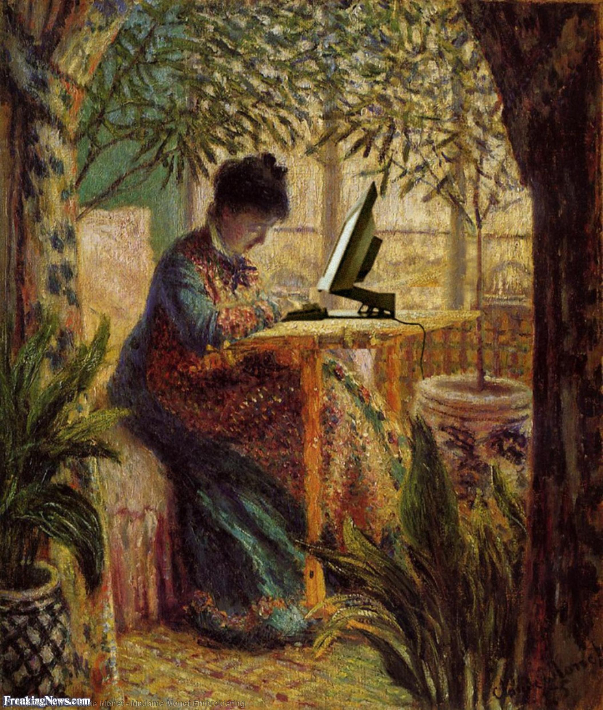 Madame Monet Embroidering — Claude Monet