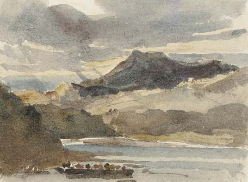 A Study For 'the Ferry' - Snowdon From Llyn Padarn, North Wales — Peter De Wint