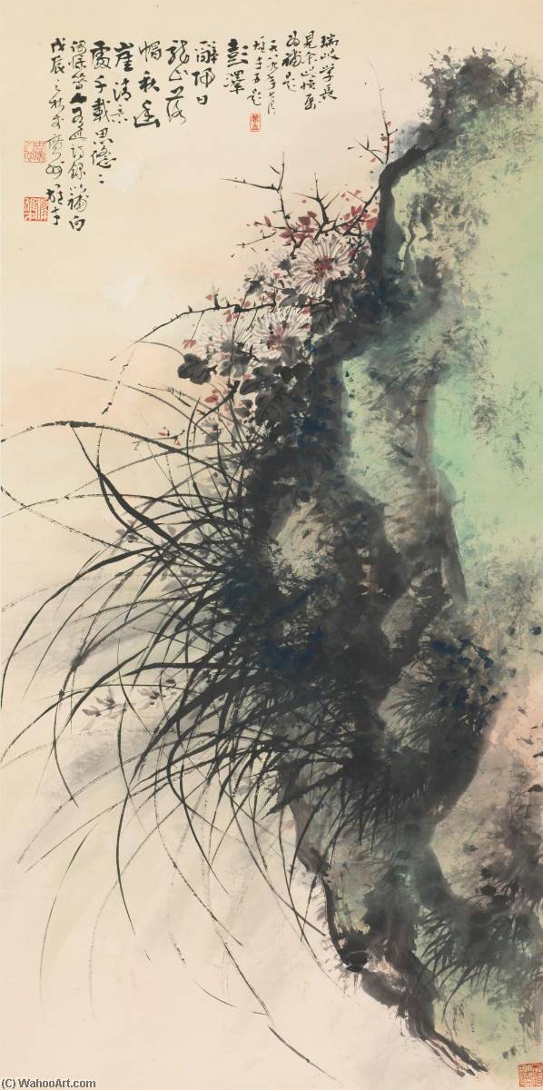 Orchid, Daisy And Rock — Li Xiongcai