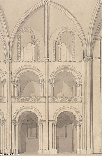Perspective Elevation Of Part Of The Abbey Church Of Saint Stephen At Caen, Normandy — John Sell Cotman