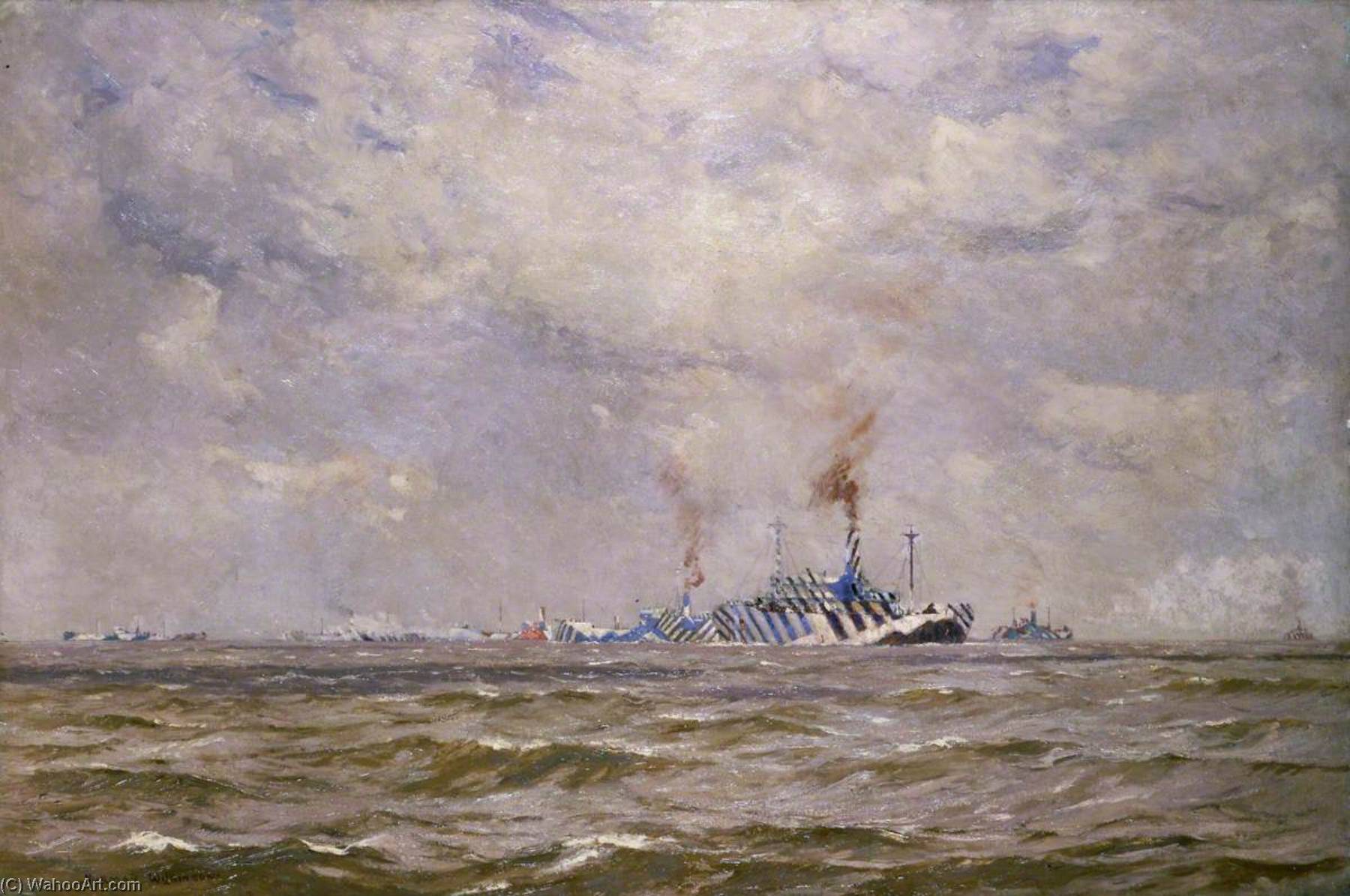 A Convoy Of Dazzled Ships In The Channel — Norman Wilkinson