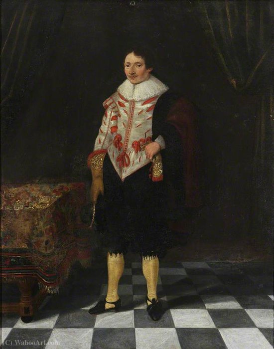 An Unknown English Gentleman Standing In An Interior — Hendrick Gerritsz Pot