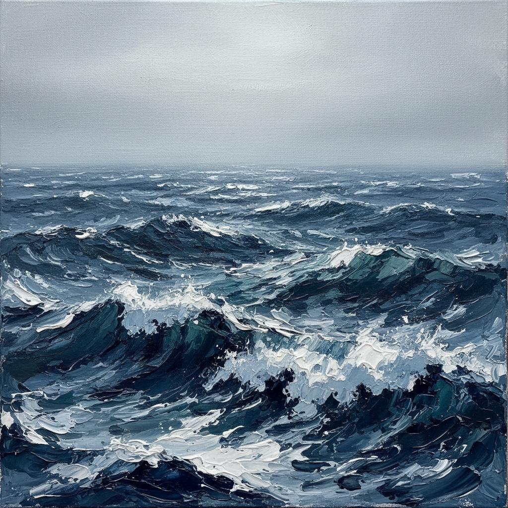 Monolithische Woge Der Mitternachtstiden In Skulpturalem Impasto-blau — Christian Noiret