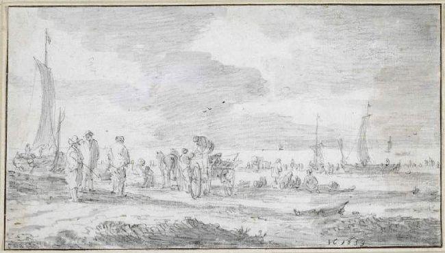 Beach Scene With Figures And Boats — Jan Josephszoon Van Goyen